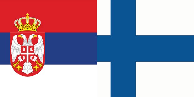 Serbien och Finlands flagga